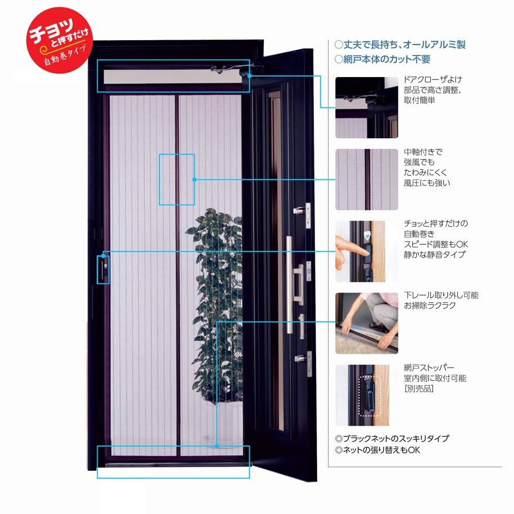 Amazon | 川口技研 ドア用網戸 ノーカットロータリー網戸 NC-21